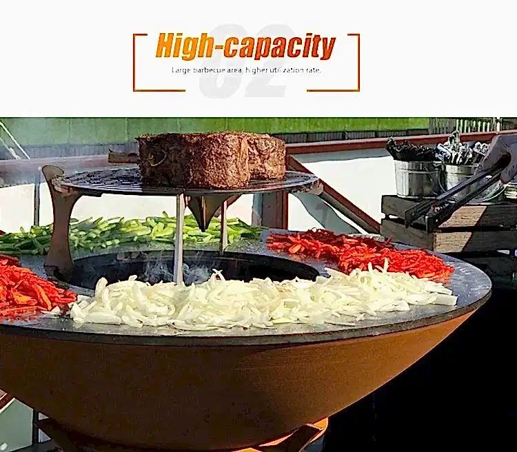 GN-BBQ-210 GN-BBQ-210 Corten Steel BBQ Grill with Detachable Base-Large Cooktop