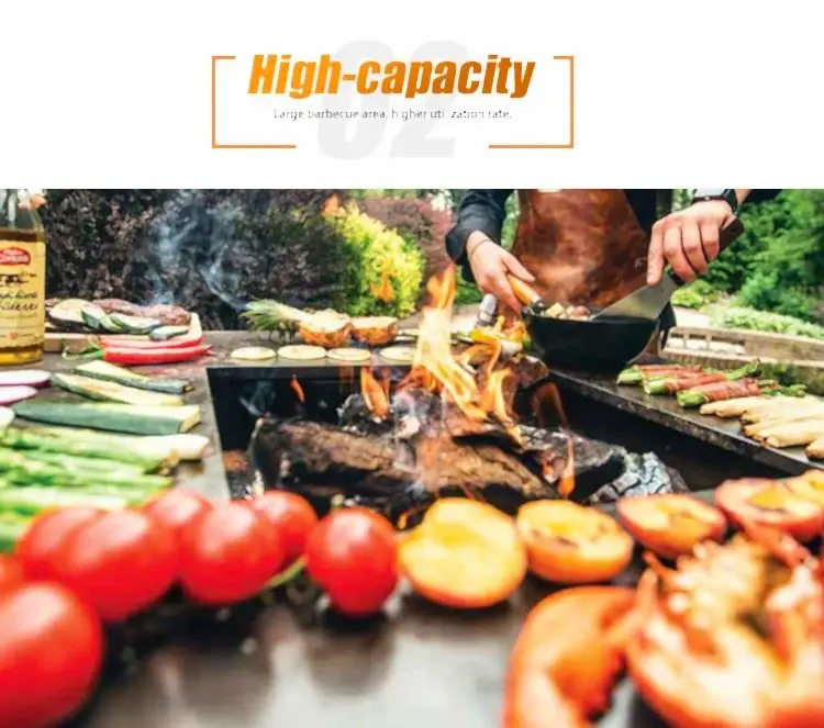 GN-BBQ-222 Corten Barbecue Grill with Trapezoid Base-large bbq cooktop plate