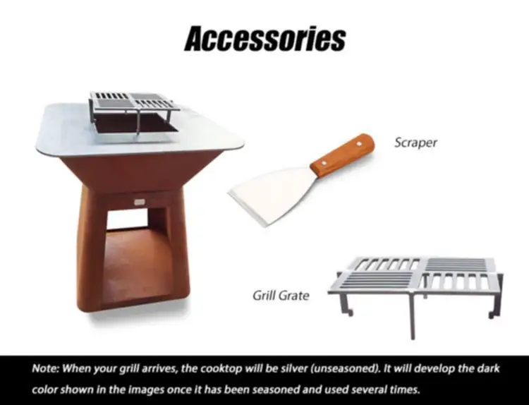 GN-BBQ-222 Corten Barbecue Grill with Trapezoid Base-Accessories