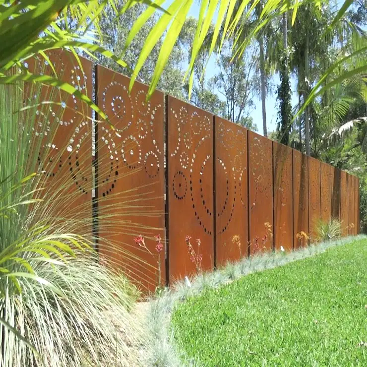 Rust Corten Steel Grille Metal Garden Fence