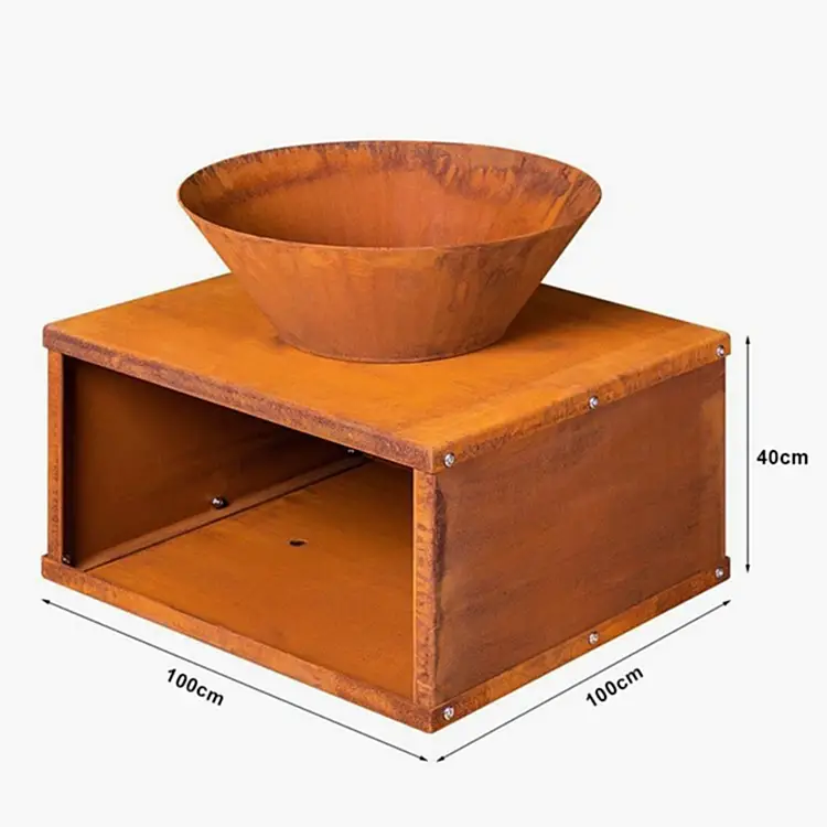 Corten Steel Low Smoke Fire Pit GN-FP-304-Dimensions