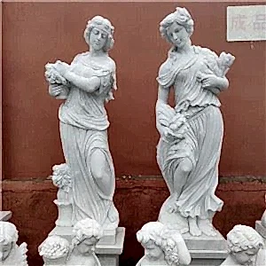 Doğrudan Dekor El Oyması Beyaz Mermer Figür Heykeli Taş Heykel