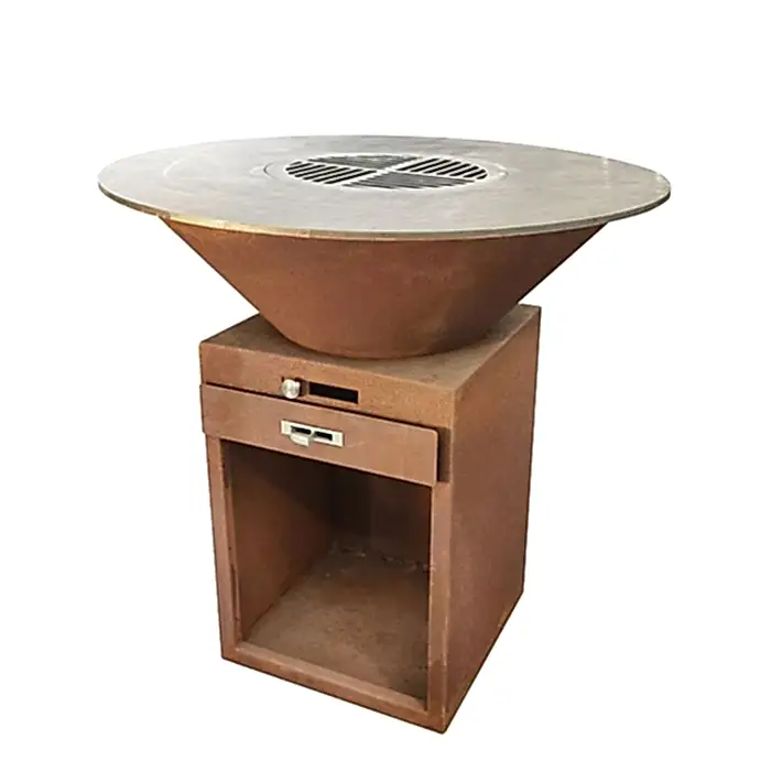 GN-BBQ -209- D Corten Steel Barbekü Kül Çekmeceli