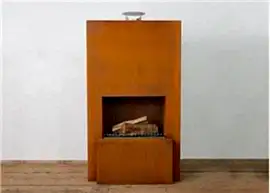 Cuboid Şekilli Açık Korten Çelik Şömine