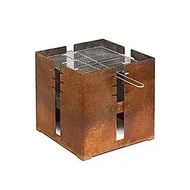 Dikdörtgen Kütük Depolamalı Büyük Corten Çelik Barbekü Izgara Ateş Çukuru Masası