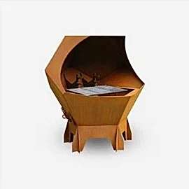 Açık Ev Barbekü Izgara Brülör Ateş Çukuru Brülör Barbekü Corten Çelik Izgara