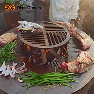 Corten Çelik Kömür Ateş Çukuru Barbekü Izgarası