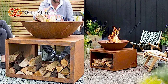 Corten steel wood-burning fire pit
