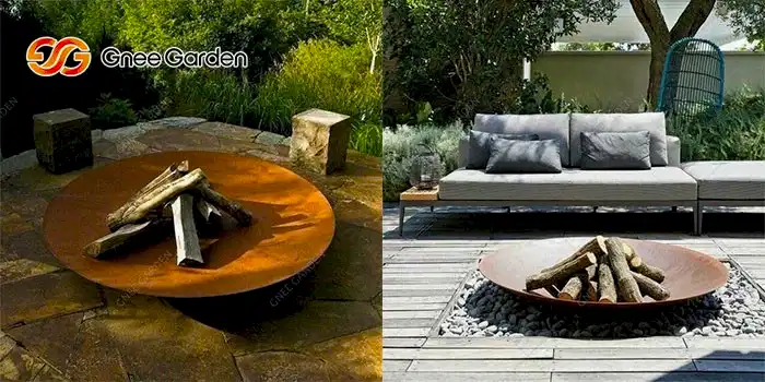 Corten steel wood-burning fire pit
